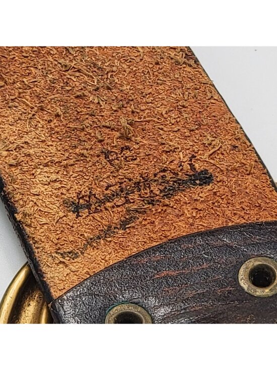 Vtg Y2k J.Crew Tooled Leather Belt With Brass Buckle Dark Brown  Unisex Size 38 main image 9